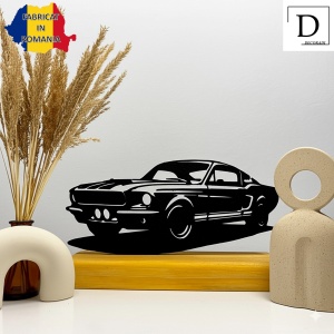 Decoratiune Casa, Legenda Mustang – DECORADI®, Eco-friendly, Baza din Lemn Natural, Cadou sau Decoratiune de interior pentru ideala iubitorii de masini, Design Modern, Negru 9 cm, Printat 3D din PLA Eco (plastic biodegradabil) - Img 2