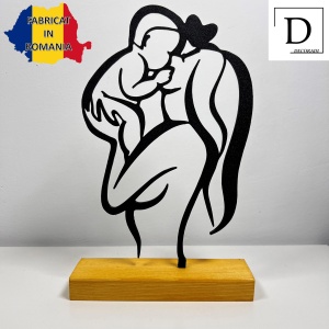 Decoratiune Casa, Mama si Bebe – DECORADI®, Eco-friendly, Baza din Lemn Natural, Design Abstract, Negru 20cm – Cadou sau Decoratiune de interior ideala pentru mamici, Printat 3D din PLA Eco (plastic biodegradabil) - Img 2