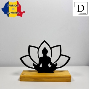 Decoratiune Casa, Meditatie – DECORADI®, Eco-friendly, Baza din Lemn Natural, Design Abstract, Modern, Negru 11cm – Cadou sau Decoratiune de interior cu design modern, Printat 3D din PLA Eco (plastic biodegradabil) - Img 2