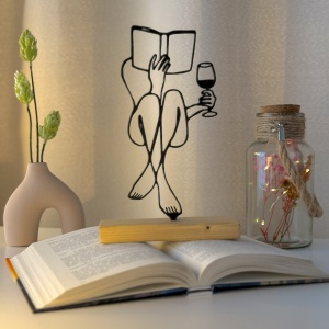 Decoratiune Casa, Momentul Meu – DECORADI®, Eco-friendly, Baza din Lemn Natural, Design Abstract, Negru 21.5cm – Cadou sau Decoratiune de interior cu design modern, Printat 3D din PLA Eco (plastic biodegradabil)