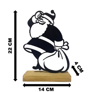Decorațiune Crăciun, Moș Crăciun cu Sacul de Cadouri – Eco-friendly, Baza din Lemn Natural, Negru 22cm, Handmade, Decor Interior Birou, Sufragerie, Cadou Crăciun, Printat 3D din PLA Eco (plastic biodegradabil), DECORADI® - Img 6