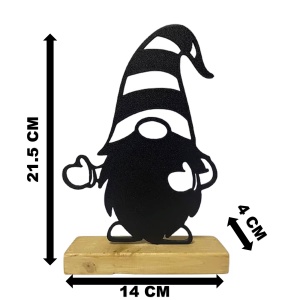 Decorațiune Crăciun, Spiriduș de Sărbători – Eco-friendly, Baza din Lemn Natural, Negru 21.5cm, Handmade, Decor Interior Birou, Sufragerie, Cadou Crăciun, Printat 3D din PLA Eco (plastic biodegradabil), DECORADI® - Img 6