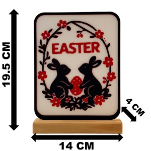 Decoratiune Easter, Eco-friendly, Baza din Lemn Natural, Multicolor, 19.5 cm, Handmade, Decor Interior Birou, Sufragerie, Cadou Paste, Printat 3D din PLA Eco (plastic biodegradabil), DECORADI® - Img 6
