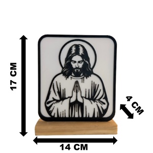 Decoratiune religioasa 3D Iisus Hristos in rugaciune, DECORADI, Alb/Negru, Lemn natural, 17x14x4cm - Img 6