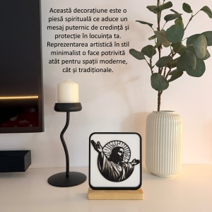 Decoratiune religioasa Iisus Hristos, DECORADI, Design Modern, Alb/Negru, 17x14x4cm - Img 4