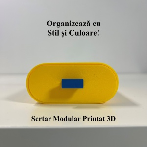 Sertar oval birou, Galben, 12.5 X 8.5 X 4 cm, imprimat 3D din PLA (Bioplastic) - Img 4