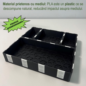 Set 4 tavite modulare magnetice, Negru, 18 X 18 cm, imprimat 3D din PLA (Bioplastic) - Img 2