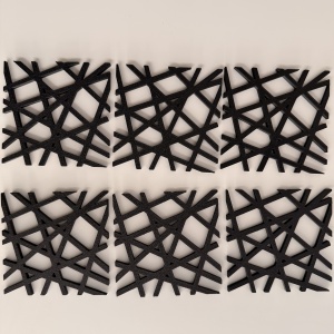Set 6 suporturi / coastere pahare, patrat, 10 X 10 cm, Negru, cutie inclusa, imprimate 3D - Img 2