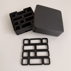 Set 6 suporturi / coastere pahare, patrat, 9 X 9 cm, Negru, cutie inclusa, imprimate 3D