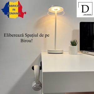 Suport casti sub birou, Primdere cu suruburi, Negru, imprimat 3D din PLA (Bioplastic), Material moale - Img 2