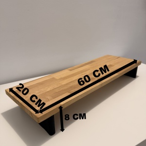 Suport pentru monitor, 60 X 20 X 8 CM, Picioare printate 3D din PLA (Bioplastic), Negru, Panou din lemn natural (Fag) - Img 6