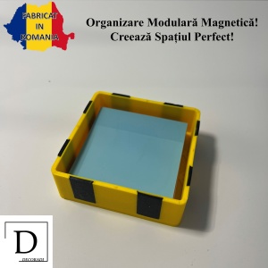 Tavita modulara magnetica, Galben, 9 X 9 cm, imprimat 3D din PLA (Bioplastic)