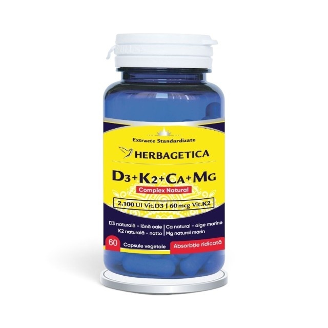 Complex natural D3+K2+Ca+Mg, 60 capsule, Herbagetica