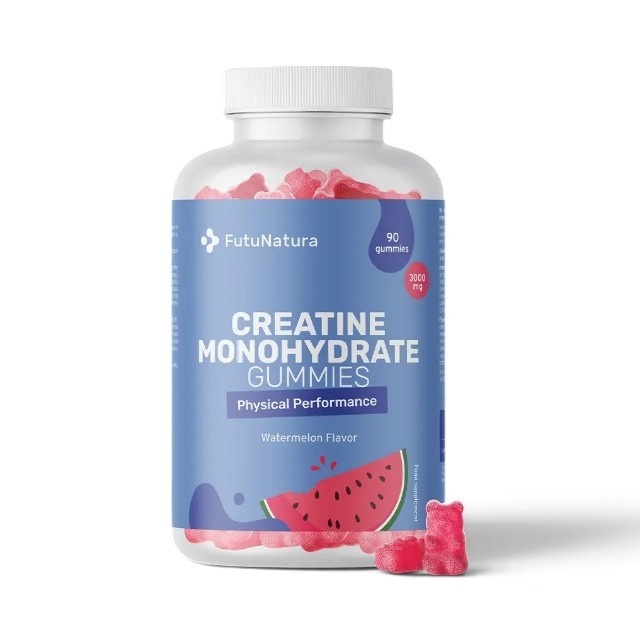 Creatină Monohidrat 3000 mg, supliment alimentar sub formă de jeleuri pentru susținerea forței musculare și a performanței fizice, cu aromă de pepene verde, 90 jeleuri, FutuNatura