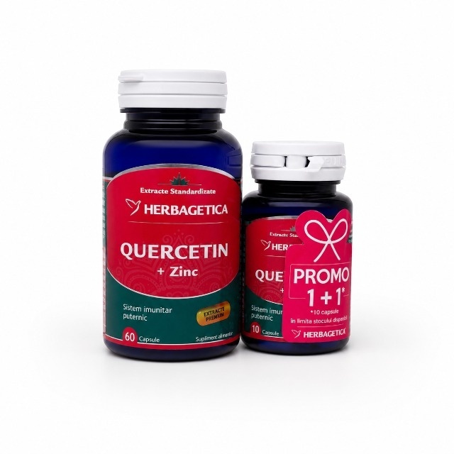 Pachet Quercetin + Zinc, 60 + 10 capsule, Herbagetica