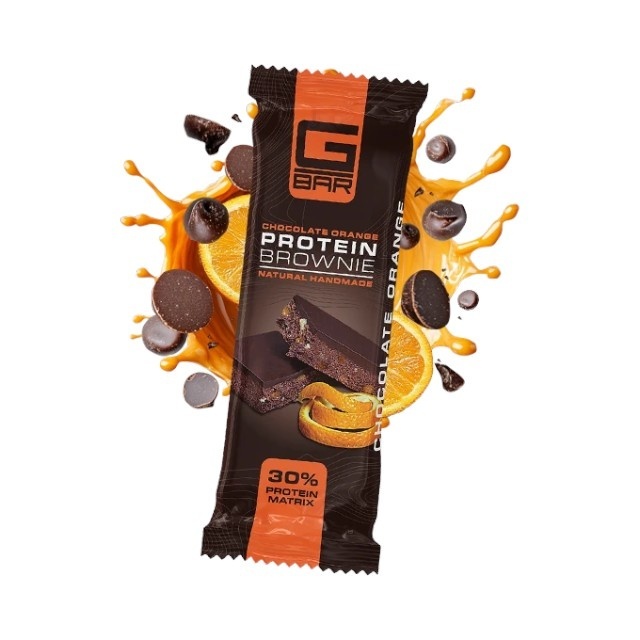 G-BAR Baton proteic cu aromă de brownie și portocale, 60 g, G-PRO