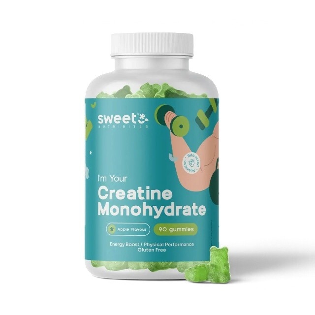 Creatină Monohidrat 3000 mg, supliment alimentar sub formă de jeleuri pentru susținerea forței musculare și a performanței fizice, cu aromă de măr, 90 jeleuri, Sweet Nutribites