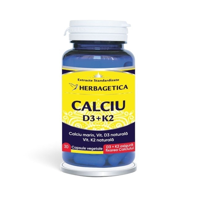 Calciu + D3 + K2, 30 capsule, Herbagetica