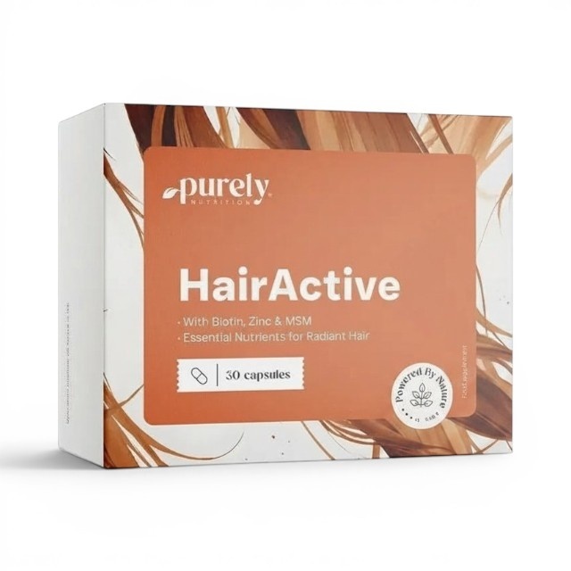 HairActive, cu biotină, zinc și L-cisteină, susține sănătatea părului, pielii și unghiilor, 30 capsule, Purely Nutrition