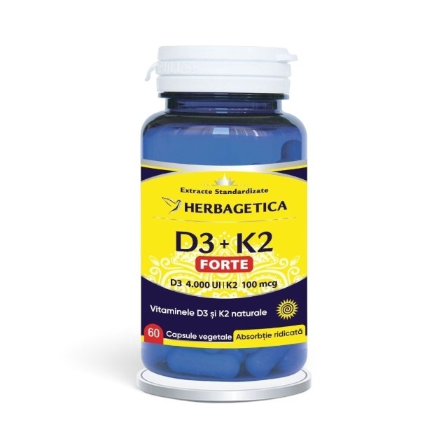 D3 + K2 Forte, 60 capsule, Herbagetica