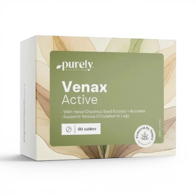 Venax Active, susține circulația și sănătatea venelor, ajută la reducerea senzației de picioare grele, 60 tablete, Purely Nutrition
