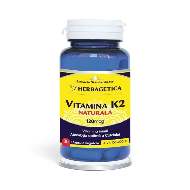 Vitamina K2 Naturală, 30 capsule vegetale, Herbagetica