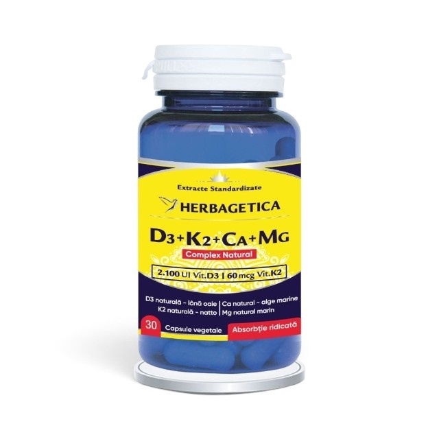 Complex natural D3+K2+Ca+Mg, 30 capsule, Herbagetica
