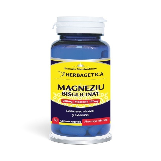 Magneziu Bisglicinat, 60 capsule vegetale, Herbagetica