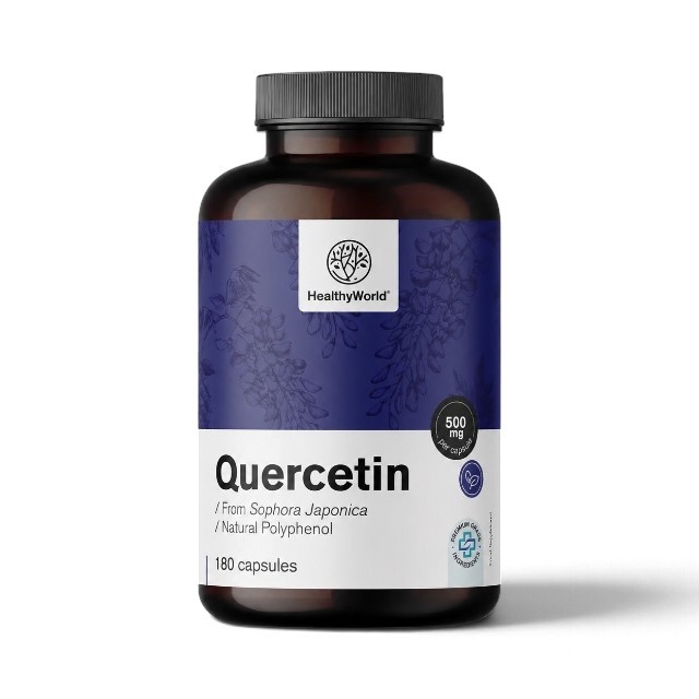 Quercetina 1000 mg, supliment alimentar cu antioxidanți naturali, pentru susținerea organismului în sezonul rece și protejarea celulelor, 180 capsule, HealthyWorld