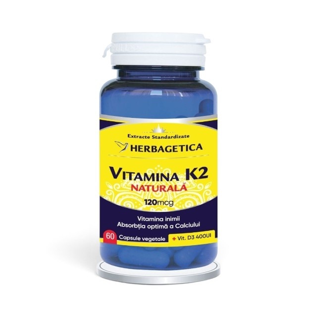 Vitamina K2 Naturală, 60 capsule vegetale, Herbagetica