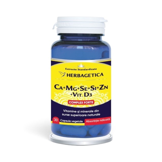 Ca+Mg+Se+Si+Zn+Vit D3 Complex Forte, 30 capsule, Herbagetica