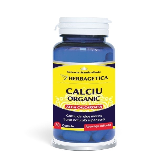 Calciu Organic Algă Calcaroasă, 30 capsule, Herbagetica