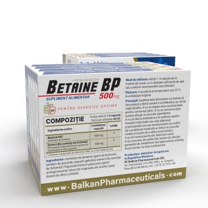 Betaine, supliment alimentar destinat susținerii digestiei și echilibrului gastric, 60 capsule, Balkan Pharmaceuticals - Img 2