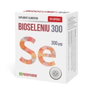 Bioseleniu 300 µg, seleniu organic din drojdie, susține tiroida și imunitatea, contribuie la protecția antioxidantă, 30 capsule, Parapharm