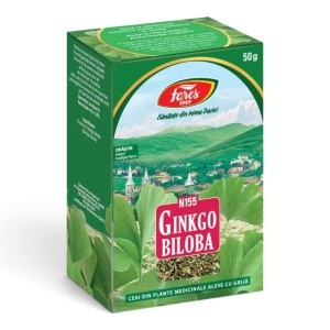 Ceai Ginkgo biloba frunze N155, susține memoria și concentrarea, contribuie la funcționarea normală a circulației cerebrale, 50 g, Fares