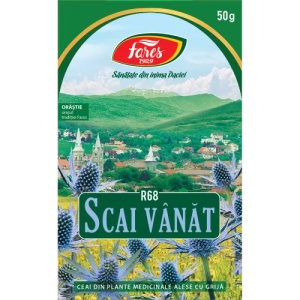 Ceai Scai vânăt R68, susține sănătatea căilor respiratorii și contribuie la fluidificarea secrețiilor bronșice și confortul respirator, 50 g, Fares - Img 2