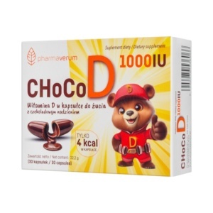 ChocoD Vitamina D3 1000 UI, capsule masticabile cu ciocolată, susține sănătatea oaselor, dinților și imunitatea, 30 capsule, Pharmaverum - Img 2