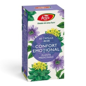 Confort Emoțional N135, capsule care ajută la reducerea stresului, agitației și iritabilității și susțin echilibrul emoțional, 60 capsule, Fares