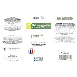 DermoTis Gel de curățare cu sulf 3%, 300 ml, Tis Farmaceutic - Img 2