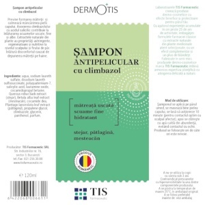 DermoTis Șampon Antipelicular cu Climbazol și Acid Salicilic, ajută la îndepărtarea mătreții și calmarea mâncărimii scalpului, 120 ml, Tis Farmaceutic - Img 2