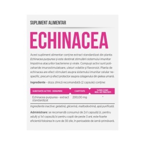 Echinacea 200 mg, extract standardizat de Echinacea purpurea, susține imunitatea și rezistența organismului, 30 capsule, Parapharm - Img 2
