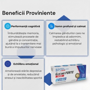 Glicină Forte, supliment alimentar destinat susținerii somnului, funcției cognitive și echilibrului emoțional, 300 mg, 60 capsule, Balkan Pharmaceuticals - Img 5