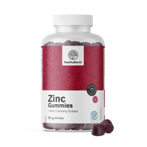 HealthyWorld, Zinc Gummies with Cranberry extract- jeleuri cu zinc și extract de merișoare, 90 jeleuri - Img 2