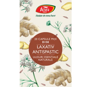 Laxativ antispastic D158, capsule care ajută la reducerea constipației, reglarea tranzitului intestinal și calmarea crampelor abdominale, 20 capsule, Fares - Img 2
