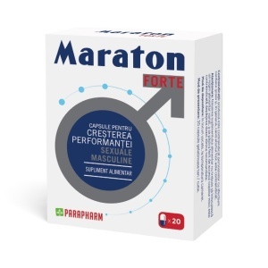Maraton Forte, cu L-arginină, Muira Puama și Panax ginseng, susține performanța sexuală, virilitatea și vitalitatea masculină, 20 capsule, Parapharm