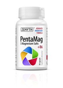 PentaMag, cu 5 forme de magneziu și vitamina B6, ajută la reducerea oboselii, susține funcționarea mușchilor și sistemului nervos, 30 capsule, Zenyth
