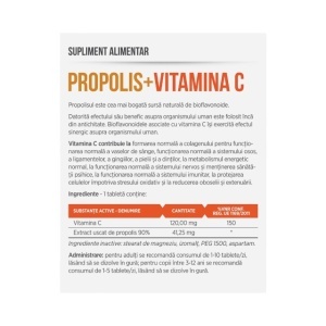 Propolis + Vitamina C 120 mg, susține imunitatea, rezistența organismului și protecția antioxidantă, 30 tablete pentru supt, Parapharm - Img 2