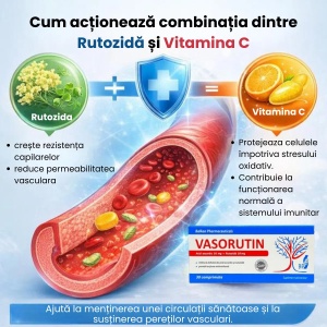 Vasorutin Rutozidă și Vitamina C, 30 comprimate, Balkan Pharmaceuticals - Img 3