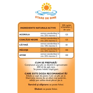 Vitamina C 500 naturală solubilă, 10 plicuri, Fares - Img 3