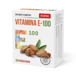 Vitamina E 120 mg, D-alfa-tocoferol, contribuie la protejarea celulelor împotriva stresului oxidativ, 30 capsule, Parapharm